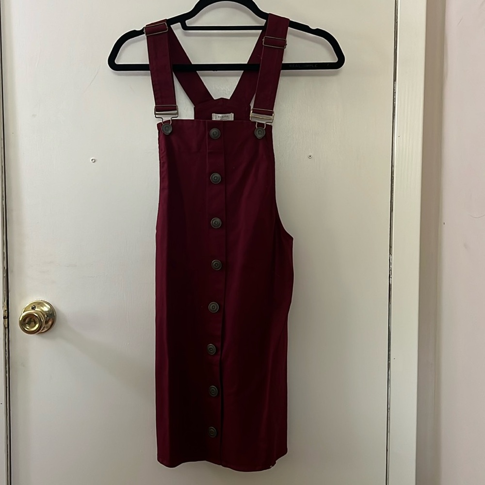 Red overall dress